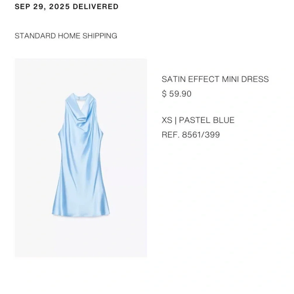 Zara Light Blue Satin Mini Dress - Picture 3 of 3
